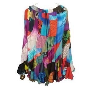 Peaceful People Colorful Peaceful People Asymmetrical Hem Skirt Boho Cottagecore